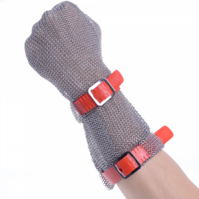 China Stainless Steel Wire Mesh Anti Cut Resistant Leather Glove